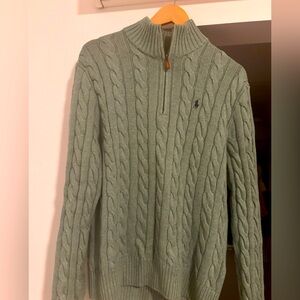 NWOT mint green color Ralph Lauren Cable knit quarter zip